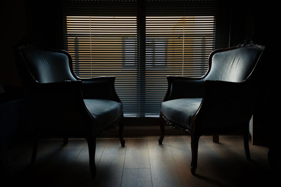 Velvet lounge armchairs set for a VIP evening